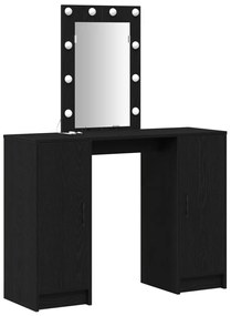 Fodrászasztal LED világítással Fekete Tölgy 102x33x135 cm