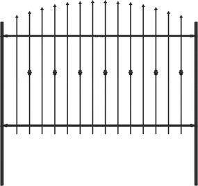 vidaXL Tüskés kerítés Fekete 200 x 130 cm Porszórt acél