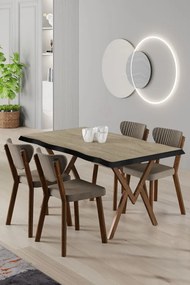 Akort étkezőgarnitúra, travertin-cappuccino, 130 cm