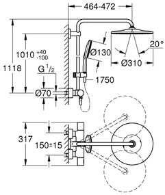 GROHE 26648000 - RAINSHOWER SMARTACTIVE 310 450 mm zuhanyrendszer fényes króm