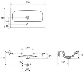 Cersanit S801-221-DSM - Falra szerelhető MODUO 80 cm széles fürdőszobaszekrény mosdóval, fehér
