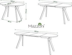 Mazzoni Ovális bővíthető ALMO asztal Kasmír