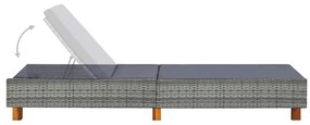 Szürke polyrattan napozóágy párnával