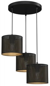 Csillár zsinóron LOFT SHADE 3xE27/60W/230V fekete/arany
