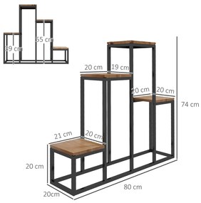 Növényállvány, 4 szintes virágos polc, világosbarna, 80 x 20 x 74 cm