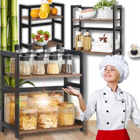 Polc Konyhai Állvány Szervező Pult Fűszertartó Bambusz Állvány!