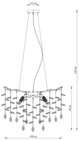 Globo 64138H1S - Kábeles csillár QUEENA 8xE14/40W/230V ezüstszínű