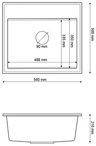 SINK Quality Mosogató minőségi Ferrum Új 5055, 1 kamrás gránit mosogató 560x500x210 mm + arany szifon, bézs, SKQ-FER.5055.B.XG