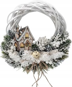 Karácsonyi koszorú Karácsonyi Dísz Fehér, szőlő díszítéssel