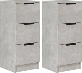 vidaXL 2 db betonszürke szerelt fa tálalóasztal 30 x 30 x 70 cm