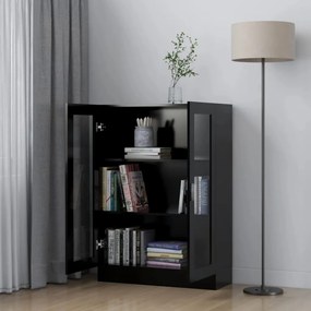 fekete szerelt fa vitrinszekrény 82,5 x 30,5 x 115 cm