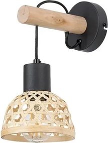 Rattan beltéri fali lámpa e27 ip20 fekete