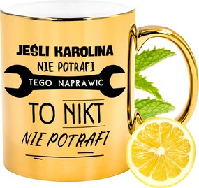 Prémium Arany Csillogó Bögre Karolina Ajándék Nyomtatott Fotóval