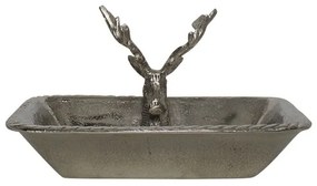 Kínáló fém tál szarvasfej díszítéssel, 25 cm