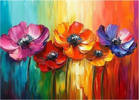 Üveg kép - Öt színes virág (70x50 cm)