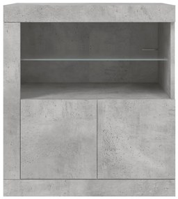 betonszürke tálalószekrény LED-világítással 60,5 x 37 x 67 cm