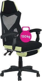 Irodai/gamer szék, fekete/zöld, teherbírás 150 kg, JORIK