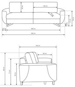 AVESTA háromszemélyes kanapé, antracitszürke