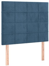 sötétkék bársony LED-es fejtámla 90x5x118/128 cm