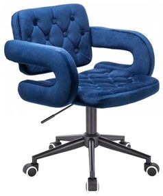 HR8403K Tengerkék modern velúr szék fekete lábbal