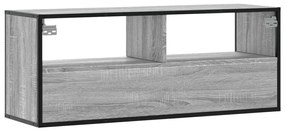 szürke sonoma színű szerelt fa és fém TV-szekrény 100x31x39,5cm