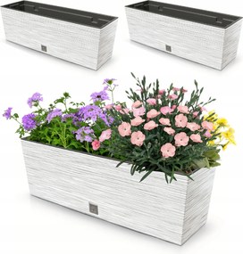 2x Virágtartó 18L erkélyláda 58x19,5 cm fehér tágas betét 12L