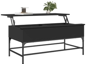 Fekete szerelt fa és fém dohányzóasztal 100 x 50 x 45 cm