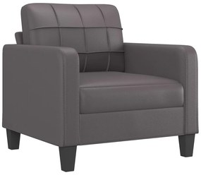 szürke műbőr kanapéfotel lábtartóval 60 cm