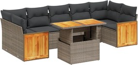 vidaXL 8 részes szürke polyrattan kerti ülőgarnitúra párnákkal