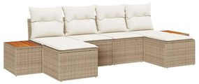vidaXL Kerti Kanapé Szett párnával 6 pcs Beige és krém Poly Rattan