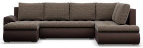 Tokio U sarokkanapé, 3 ágyneműtartóval, fonott + műbőr, jobboldali, barna