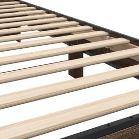 barna tölgyszínű szerelt fa és fém ágykeret 90 x 200 cm