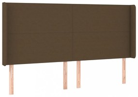 sötétbarna szövet fejtámla szárnyakkal 203x16x118/128 cm