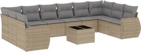vidaXL 11 részes bézs polyrattan kerti ülőgarnitúra párnákkal