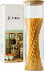 Üveg tégely Tészta Tartály 2000ml Spagetti magas ömlesztett termékek