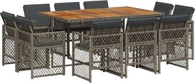 vidaXL 11 részes szürke polyrattan kerti ülőgarnitúra párnákkal