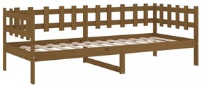 mézbarna tömör fenyőfa kanapéágy 90 x 200 cm