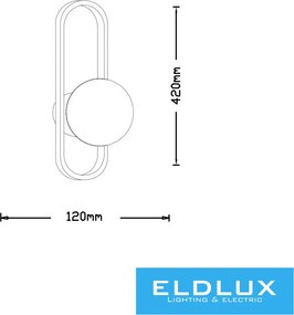 UNIVERSO Fali lámpa 1xG9 max.10w 120x420mm IP20 Óarany
