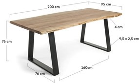 Étkezőasztal akácfa asztallappal 97,5x200 cm Alaia – Kave Home
