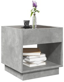 betonszürke végtelen hatású LED-es dohányzóasztal 50x50x50 cm