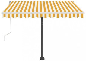 sárga-fehér kézzel kihúzható póznás napellenző 350 x 250 cm