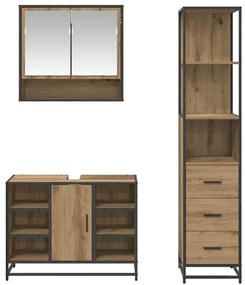 Fürdőszoba bútor szett 3 pcs kézműves tölgy 35 x 37.5 x 166 cm