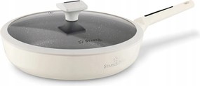Indukciós serpenyő tapadásmentes bevonattal, krémszínű