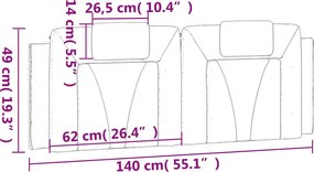 fehér műbőr fejtámla párna Viana 140 cm