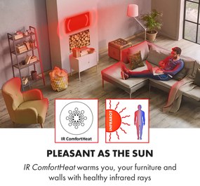 Klarstein Wonderwall Air Art Smart, infravörös hősugárzó, 120 x 30 cm, 350 W, alkalmazás, tavirózsák