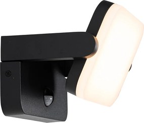 Kültéri fali lámpa fekete, beépített állítható LED-del, mozgásérzékelővel - Kamile