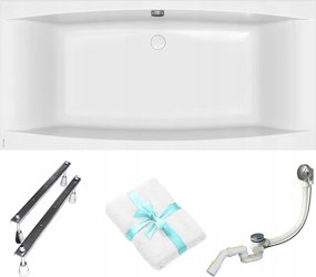 Virgo téglalap alakú akril kád 190x90 szifon láb törölköző