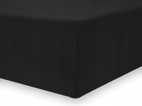 Fekete jersey lepedő 80-90x200+30 gumis