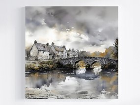 Vászonkép Canvas Tájkép Anglia Város Házak Folyó Híd 40x40