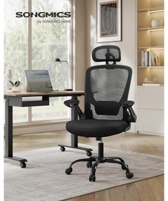 SONGMICS ergonomikus irodai szék, forgószék hálós háttámlával, fekete színben